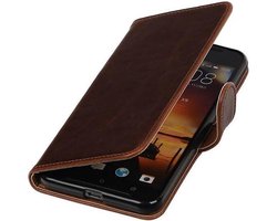 Zakelijke Book Case Telefoonhoesje Geschikt voor de HTC One X9 - Portemonnee Hoesje - Pasjeshouder Wallet Case - Mocca