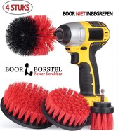 Borstelset 4 delige voor Boormachine- Schrobborstel Opzetstuk voor Boormachine - 4 maten Boorborstels - Reinigingsborstels voor Binnen en Buiten - 50mm / 100mm / 120mm / 89mm