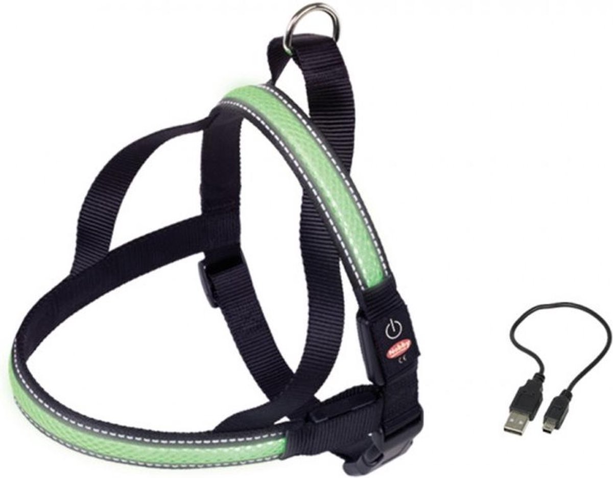 Nobby Lichtgevende Tuig - Hond - Groen - Buikband: 80 tot 100 cm - Borstband: 56 cm