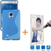 Comutter Silicone hoesje Samsung Galaxy Note Edge blauw met tempered glas screenprotector