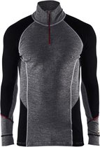 Blaklader Onderhemd zip-neck 100% merino XWARM - Medium Grijs/Zwart - 2XL