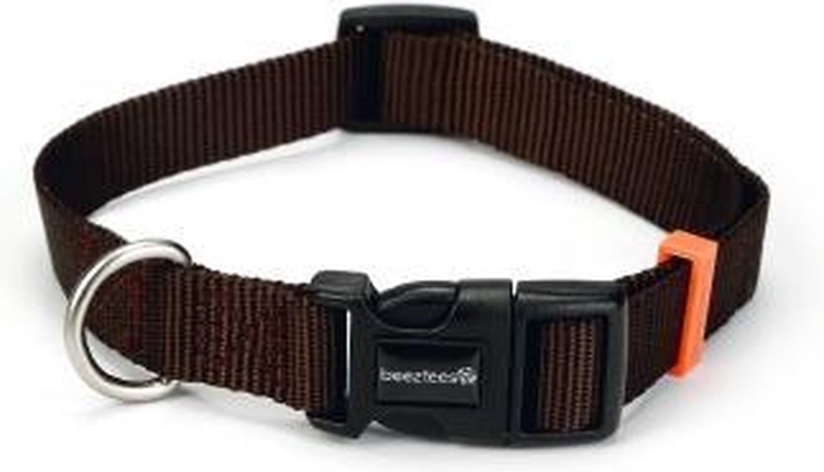 Beeztees nylon halsband Uni donkerbruin 35-50x20