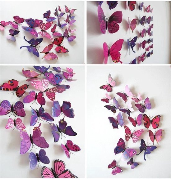 Mix paarse 3D-vlinders