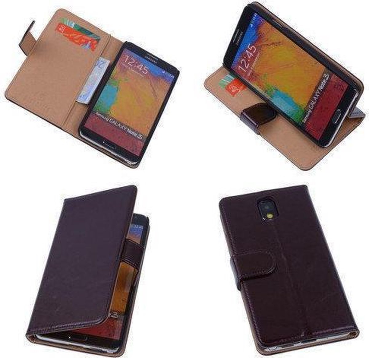 PU Leder Mocca Hoesje Samsung Galaxy Note 3 Book/Wallet Case/Cover