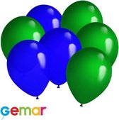 30 ballonnen Groen en Blauw (Ook geschikt voor Helium)