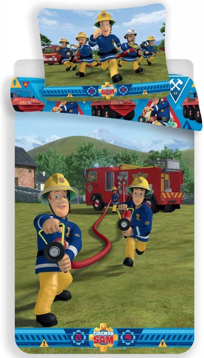 Brandweerman Sam Action - Dekbedovertrek - Eenpersoons - 140 x 200 cm - Multi - Copy - Brandweerman Sam