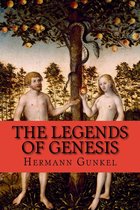 Het boek 'The Legends of Genesis' met de afbeelding van Adam en Eva bij de boom der kennis. Mannen en vrouwen worden als naakt afgebeeld, met een slang die om de boom gewikkeld is.