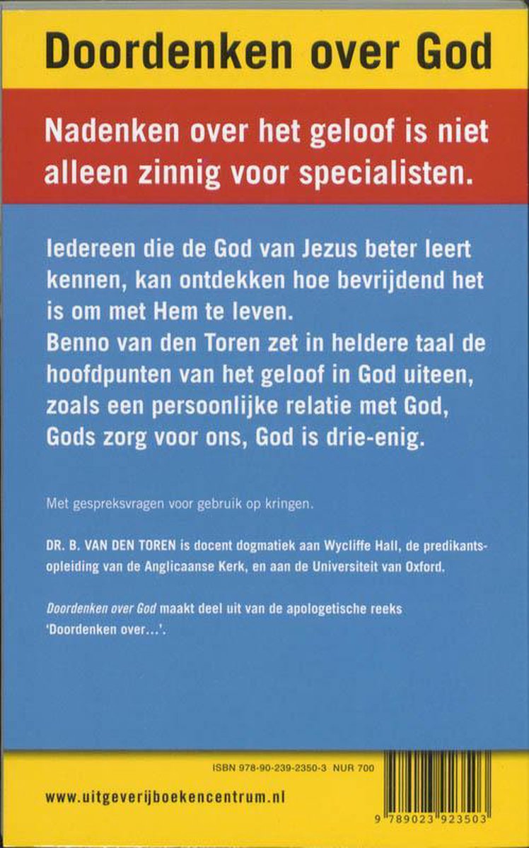 Doordenken Over God - back cover