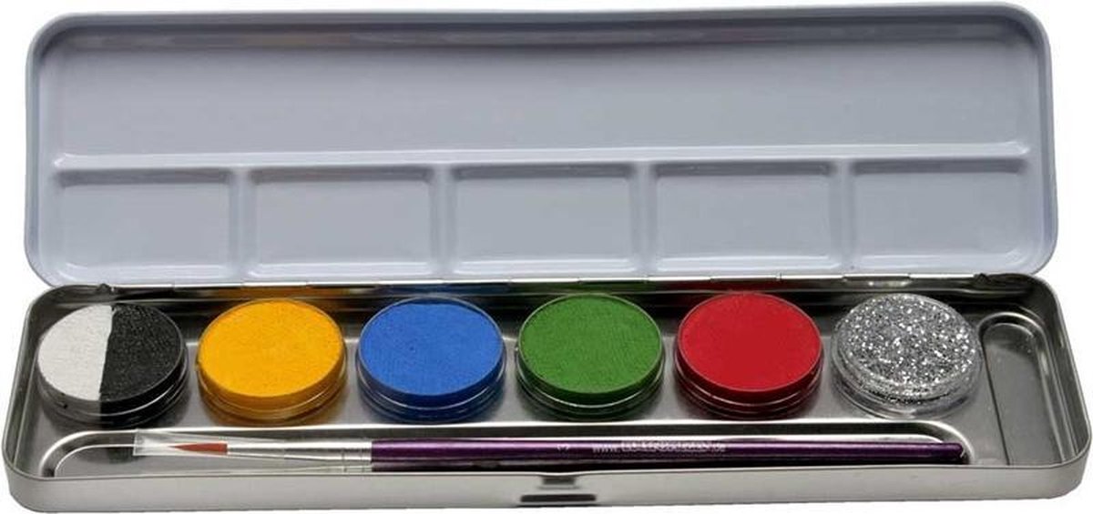 Make-up palet 5 kleuren 1 glitter en penseel