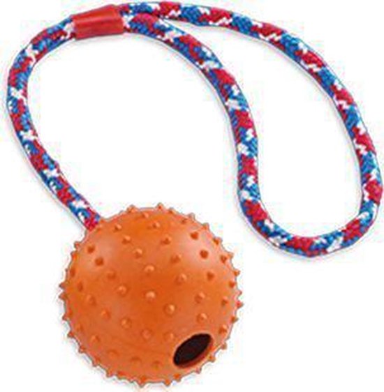 Woordenlijst elk Oriënteren Nobby rubber bal met touw plus bel mix - 7 cm | bol.com