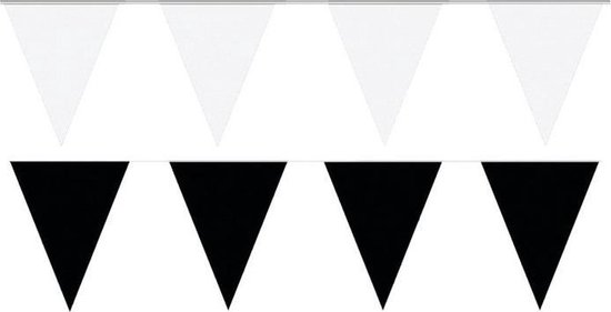 Zwart/Witte feest punt vlaggetjes pakket - 60 meter slingers / vlaggenlijn | bol.com
