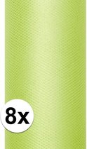 8x rollen tule stof licht groen 0,15 x 9 meter