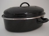 Emaille ovale braadslede/ovenschaal - 32cm - 4 l - zwart