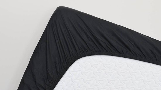 Snoozing - Hoeslaken - - Topper Simple - 90x200 cm - percale de coton - Zwart