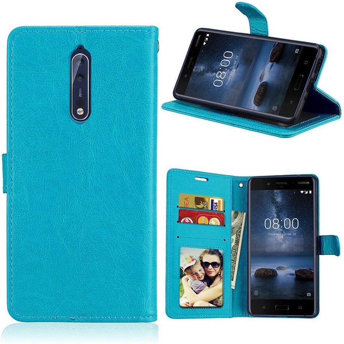 Nokia 8 portemonnee hoesje - Turquoise