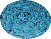 Poefenzo - Gehaakt Vloerkleed diverse blauwtinten - Katoen - 90 centimeter