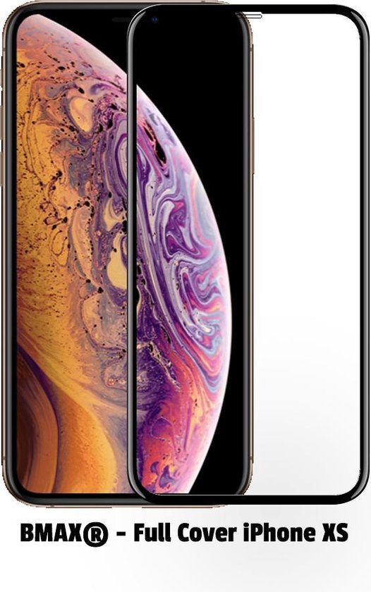 2-pack BMAX geschikt voor iPhone XS Screenprotector Full Cover Glas | Dekt het volledige scherm! | Beschermglas | Tempered Glass
