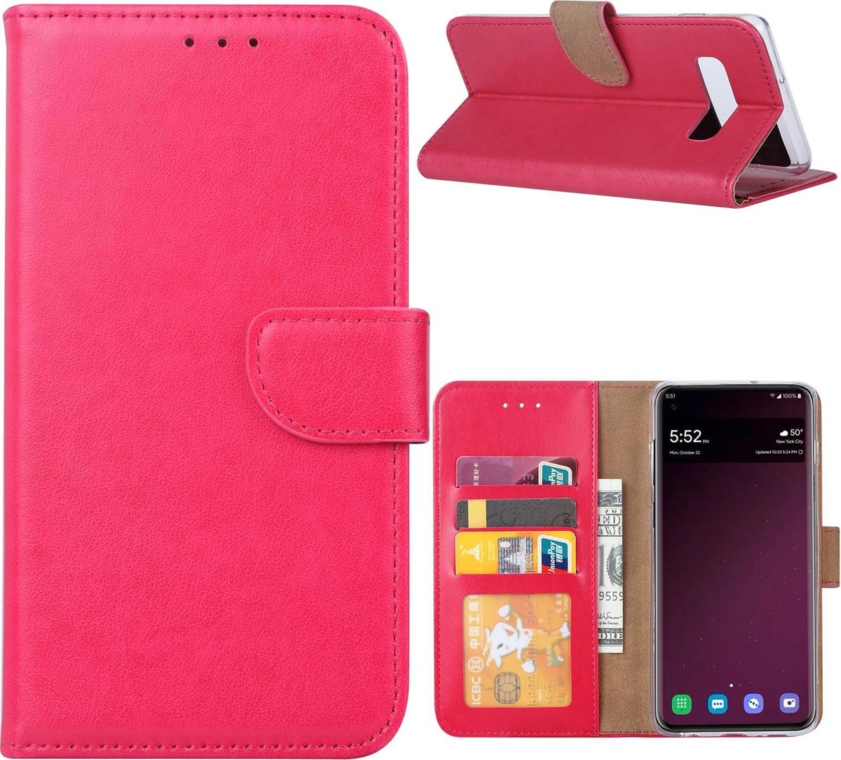 Samsung S10 Plus Hoesje Roze met Pasjeshouder