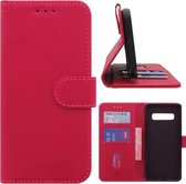 Geschikt voor Samsung S10 Plus Hoesje Roze met Pasjeshouder