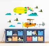 Muursticker kinderkamer vliegtuig en ballon - Decoratie kinderkamer - Kinderkamer accessoires - Kinderkamer muursticker - Afmeting 30x60cm