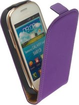 LELYCASE Premium Flip Case Lederen Cover Bescherm  Cover Samsung Galaxy Fame S6810 Lila
