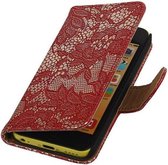 Bloem Bookstyle Hoesje - Wallet Case Telefoonhoesjes - Geschikt voor iPhone 5C Rood