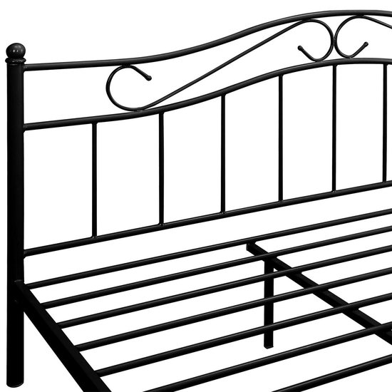 en.casa® Florenz Metalen-frame bed - Zwart - 200x140cm - en.casa
