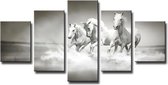 Paarden - Canvas Schilderij Vijfluik 160 x 80 cm