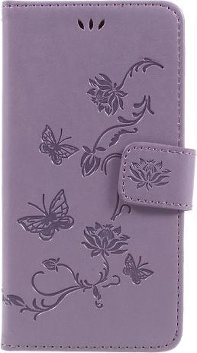 Bloemen & Vlinders Book Case - Geschikt voor Samsung Galaxy J5 (2017) Hoesje - Paars