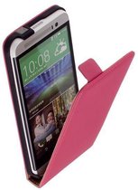 Lederen Roze Flip case HTC One E8 Ace Flipcase Telefoonhoesje