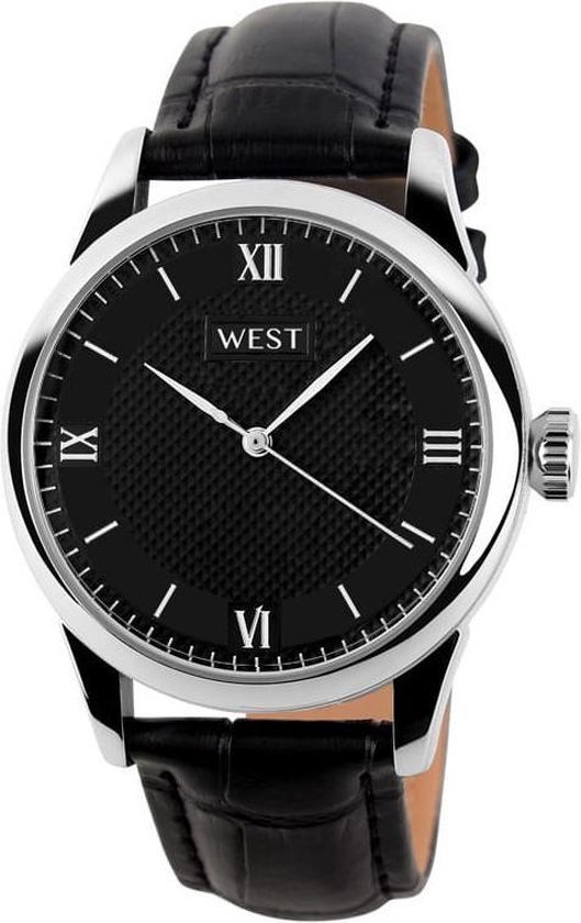 West Watches Model Amsterdam basic heren horloge - analoog - lederen band -  38 mm - zwart | bol