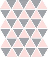 Driehoek muurstickers roze en grijs - 45 stuks - 4,5x4,5cm