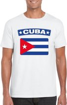T-shirt met Cubaanse vlag wit heren L