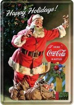 Coca Cola Metal card, Happy Holidays, Postcard Metaal