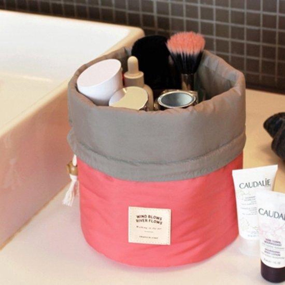 Donker Roze Make Up Tasje / Toilettas / Etui / Organizer / Opberger - Toilettas / Travel Organizer Reis Toilet Bag Organiser - Dames Make Up Tas Koffer / Opberg Box / Reis Cosmetica Tas / Opbergsysteem / Houder