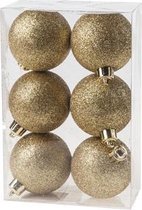 Cosy&Trendy Kerstballen Ø 6 cm - Goud glitter - Set-6