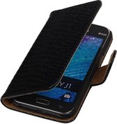 Mobieletelefoonhoesje.nl - Slang Bookstyle Hoesje voor Samsung Galaxy J1 Zwart