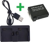 Proqam® Dual Charger + Batterij voor GoPro Hero 4 (externe oplader,accu)