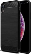 Geborsteld Hoesje voor Apple iPhone Xr Soft TPU Gel Siliconen Case Zwart iCall
