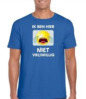 Ik ben hier niet vrijwillig t-shirt blauw heren XL