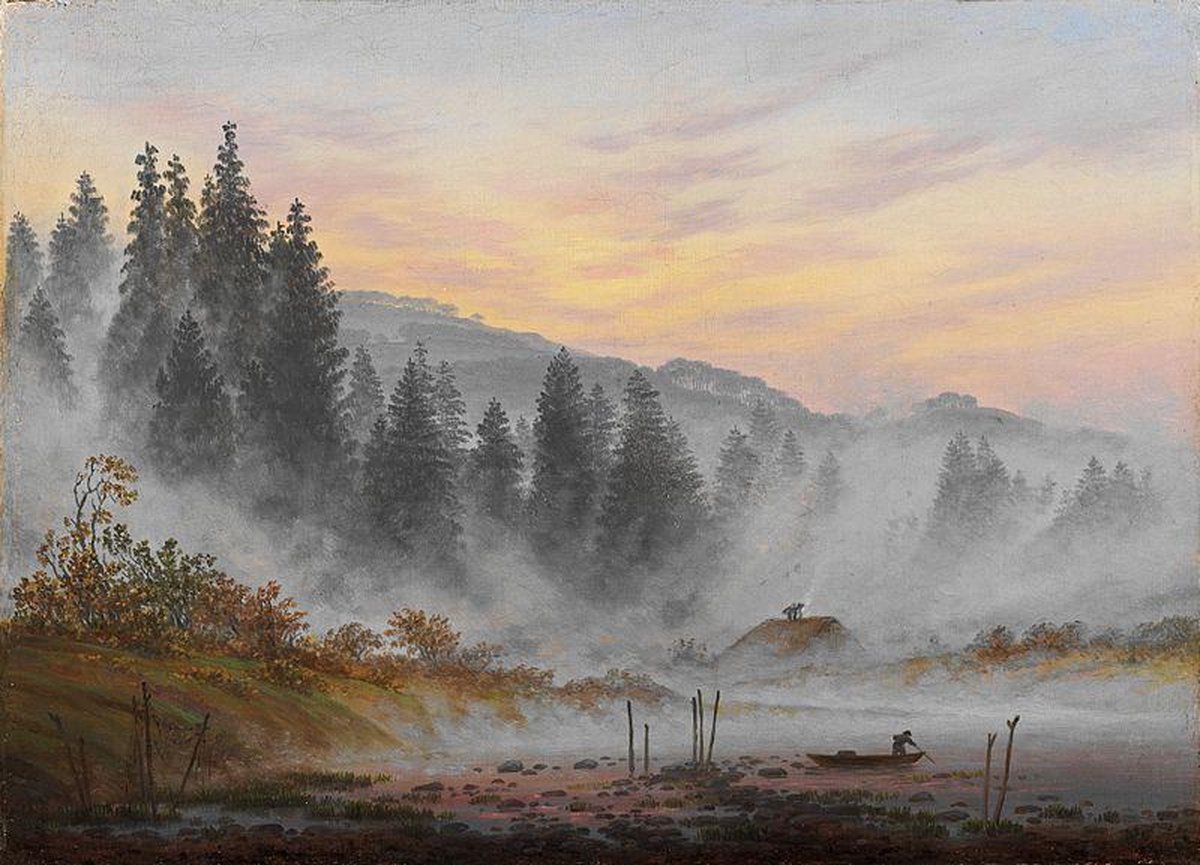 Poster Der Morgen - Caspar David Friedrich - Kleur - Large 50x70 - Wanddecoratie - (Retro/Vintage/Klassiek)