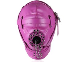 Banoch - Depraved Stopper Pink - Roze bondage masker van pu Leer | BDSM