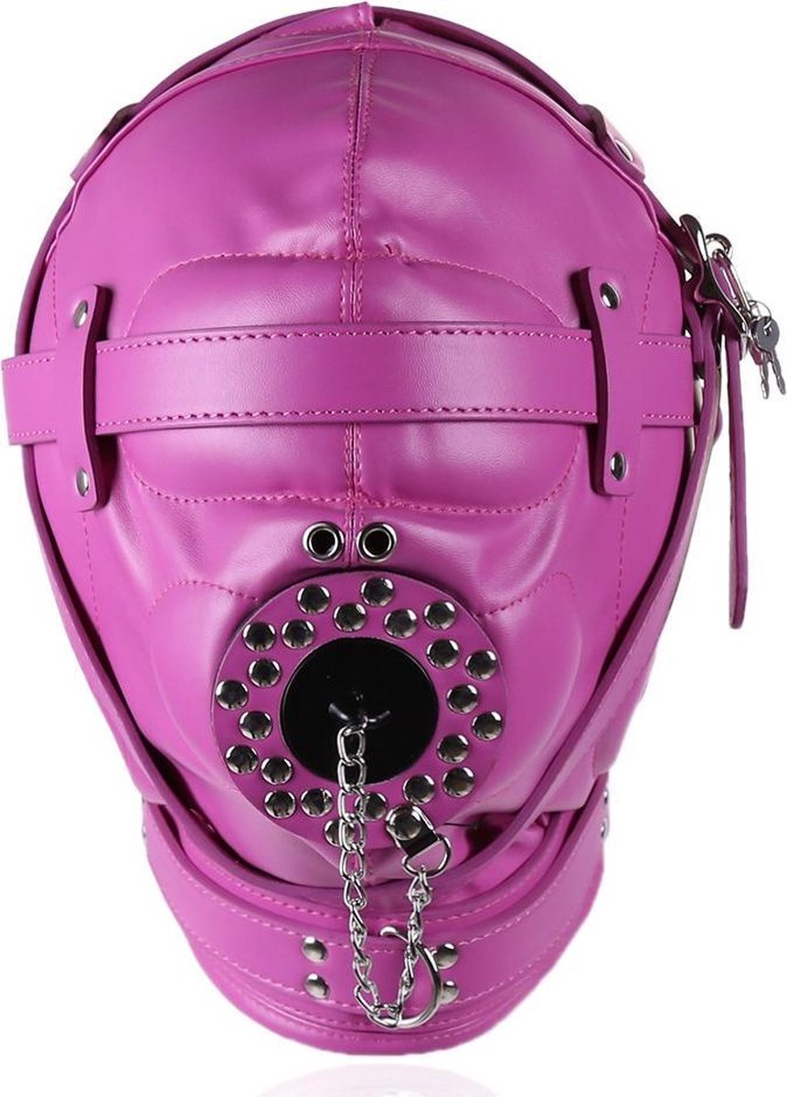 Goedkoopste Banoch - Depraved Stopper Pink - Roze bondage masker van pu Leer | BDSM