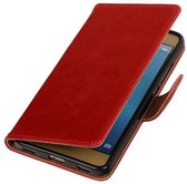 Zakelijke Book Case Telefoonhoesje Geschikt voor de Huawei Honor 5C - Portemonnee Hoesje - Pasjeshouder Wallet Case - Rood