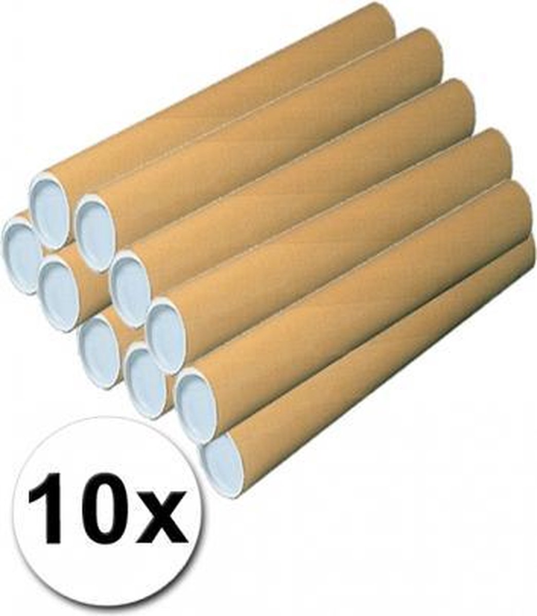 Lot de 10 tubes carton brun pour affiche poster 5 cm x 64 cm 