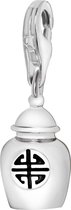 Quiges – 925 - Zilver – Charm - Bedel - Hanger - 3D Shou Vaas - met – sterling - zilver - karabijnslot - geschikt - voor - Zinzi, Thomas – Sabo - Ti Sento - Bedelarmband HC158