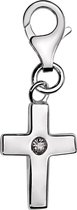 Quiges – 925 - Zilver – Charm - Bedel - Hanger - 3D Kruis met Zirkonia - met – sterling - zilver - karabijnslot - geschikt - voor - Zinzi, Thomas – Sabo - Ti Sento - Bedelarmband H