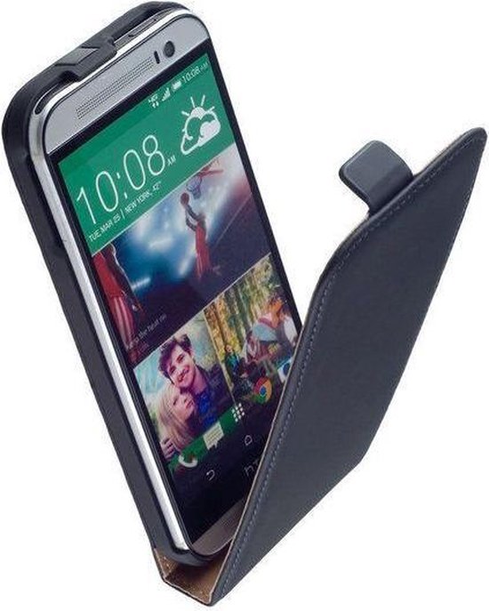 Logisch koffie Duiker Lelycase Lederen Flip case case Telefoonhoesje HTC One M8 Zwart | bol.com