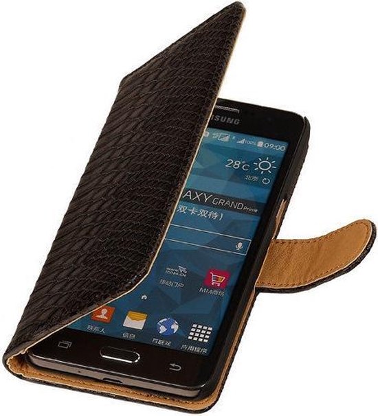 Zwart slangen bookcase voor de Samsung Galaxy Grand Prime (G530F) (PLUS)  wallet hoes | bol.com