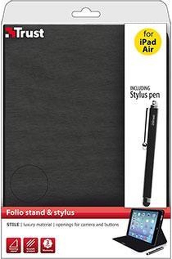 Trust iPad Air Hoes met Stylus Pen - Zwart | bol